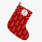 クリスマスドット&ツリー名前をカスタムする ラージクリスマスストッキング (正面 (吊り時))