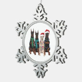 クリスマスドバーマンラバードッグマムホリデー スノーフレークピューターオーナメント (右)