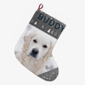 クリスマスドパーソナライズされたッグまたは猫写真ストッキング ラージクリスマスストッキング (正面 (吊り時))