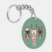 クリスマスドベルマン犬 キーホルダー (正面左)