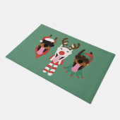 クリスマスドベルマン犬 ドアマット (アングル)