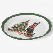 クリスマスドベルマン犬 ペーパープレート (アングル)