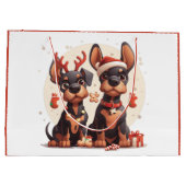 クリスマスドベルマン犬 ラージペーパーバッグ (裏面)
