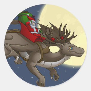 クリスマスドラゴンステッカー ラウンドシール