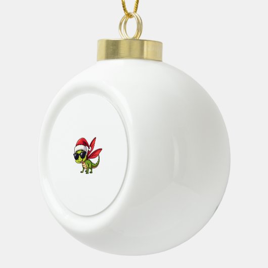 クリスマスドラゴンフライサンタハットおもしろいクリスマスキッズ セラミックボールオーナメント (右)