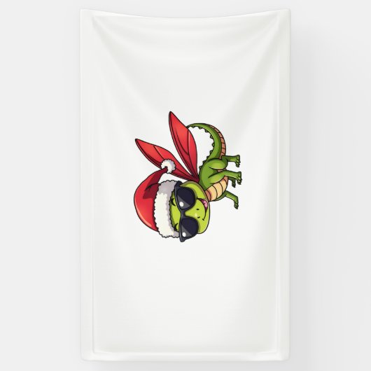 クリスマスドラゴンフライサンタハットおもしろいクリスマスキッズ 横断幕 (縦)