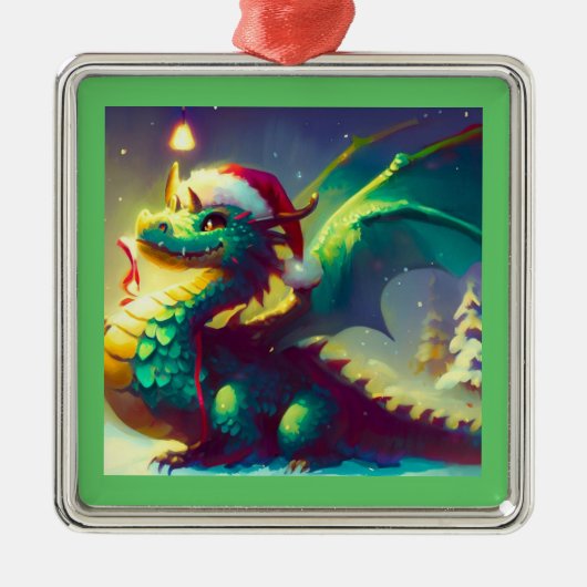 クリスマスドラゴン3 メタルオーナメント (正面)
