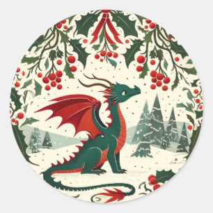 クリスマスドラゴン ラウンドシール