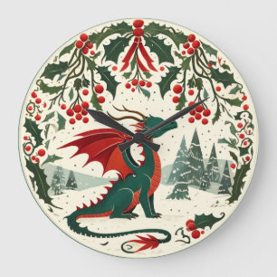 クリスマスドラゴン ラージ壁時計