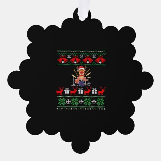 クリスマスドラマーのトナカイ オーナメントカード (正面)