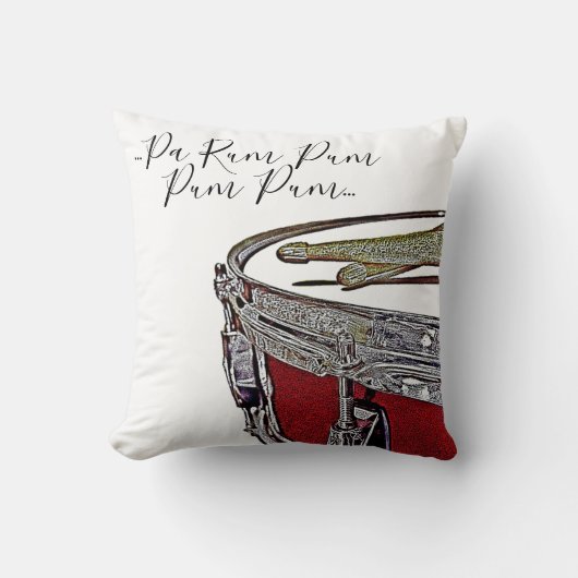 クリスマスドラマー少年スナードラムドラムスティック音楽 クッション (正面)