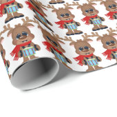 クリスマスドラミングのトナカイの包装紙 ラッピングペーパー (ロールコーナー)