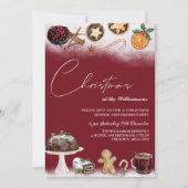クリスマスドリンクとフードディナーパーティの招待状 招待状 (正面)