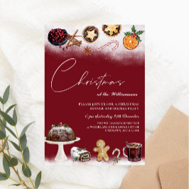 クリスマスドリンクとフードディナーパーティの招待状 招待状