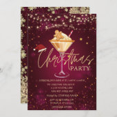 クリスマスドリンクジンジャーブレッドクッキー赤いクリスマス 招待状 (正面/裏面)