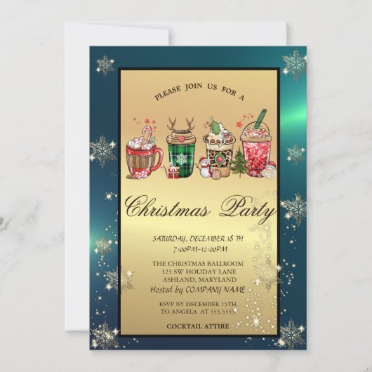 クリスマスドリンクススノーフレークカンパニーパーティー 招待状 (正面)