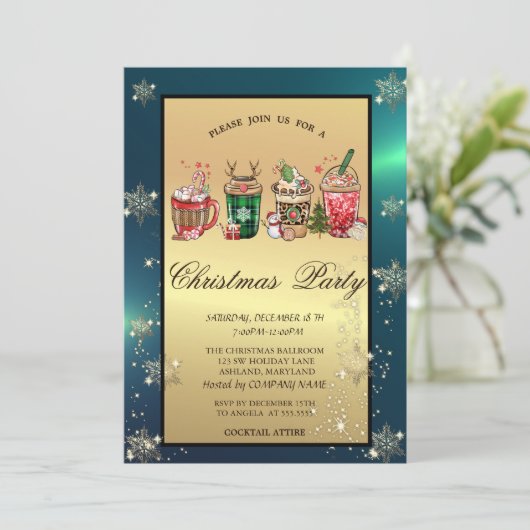 クリスマスドリンクススノーフレークカンパニーパーティー 招待状 (スタンド正面)