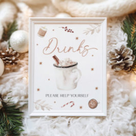 クリスマスドリンクテーブルの看板 ポスター