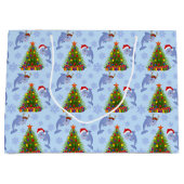 クリスマスドルフィンの海藻の木のパターンパーティーバッグ ラージペーパーバッグ (正面)