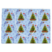 クリスマスドルフィンの海藻の木のパターンパーティーバッグ ラージペーパーバッグ (裏面)