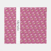 クリスマスドワーフとトナカイに手袋 フリースブランケット (正面(横))