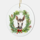 クリスマスドンキーウィズホリデーリース セラミックオーナメント (左)