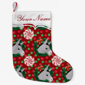 クリスマスドンキーリースキャンディパターパーソナライズされたン スモールクリスマスストッキング (正面)