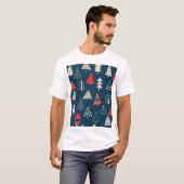 クリスマスドードルの木、シームレスな冬のパターン。 Tシャツ (正面フル)