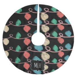 クリスマスドードルストリングライツファミリーイニシャル ブラッシュドポリエステルツリースカート