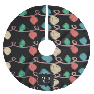 クリスマスドードルストリングライツファミリーイニシャル ブラッシュドポリエステルツリースカート