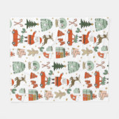 クリスマスドードルズカワイトホリデーフリースブランケット フリースブランケット (正面(横))