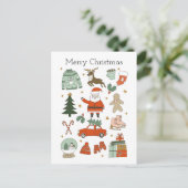 クリスマスドードルズキュートな休日はがき ポストカード (スタンド正面)
