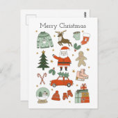 クリスマスドードルズキュートな休日はがき ポストカード (正面/裏面)