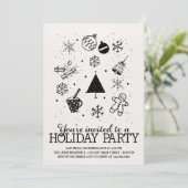 クリスマスドードルズホリデーパーティー招待状 招待状 (スタンド正面)