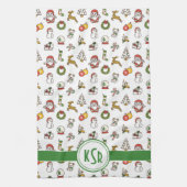 クリスマスドードルズモノグラム キッチンタオル (縦)