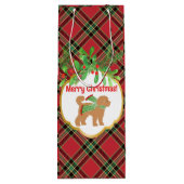 クリスマスドードルドッグレドパーソナライズされた ワインギフトバッグ (裏面)