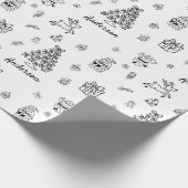 クリスマスドードル名前をカスタムする パーソナライズされた ラッピングペーパー (角)