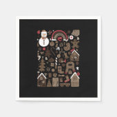 クリスマスドードレスレトロホリデーヴィンテージツリー スタンダードカクテルナプキン (正面)