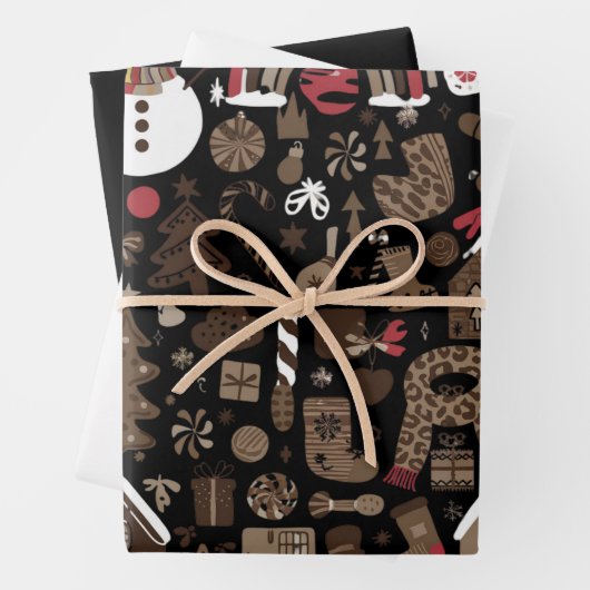 クリスマスドードレスレトロホリデーヴィンテージツリー ラッピングペーパーシート (インサイチュ)