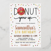 クリスマスドーナツの成長誕生日 箔招待状 (正面)
