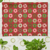 クリスマスドーナツホリデートリートパターン キッチンタオル (折り畳み)