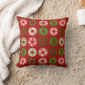 クリスマスドーナツホリデートリートパターン クッション (ブランケット)