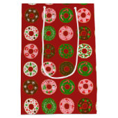 クリスマスドーナツホリデートリートパターン ミディアムペーパーバッグ (裏面)