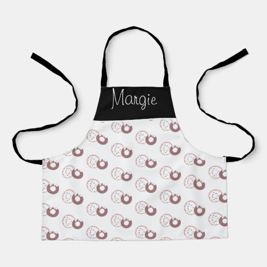 クリスマスドーナツ振りかけるベーカリーキッズ エプロン (正面)