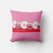 クリスマスドーナツ振りかけるベーカリーピンクレッド クッション (正面)