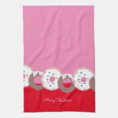 クリスマスドーナツ振りかけるベーカリーメリークリスマス キッチンタオル (縦)