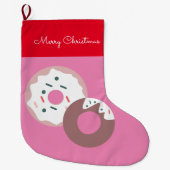 クリスマスドーナツ振りかけるベーカリーメリークリスマス ラージクリスマスストッキング (正面)