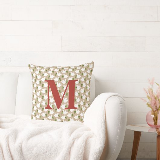 クリスマスドーブイニシャルピースラブジョイホリデー クッション (ソファ)