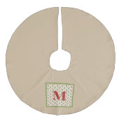 クリスマスドーブモノグラムイニシャル平和喜び フェイクリネンツリースカート (正面)