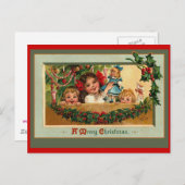 クリスマスドールとカード小さな女の子 シーズンポストカード (正面/裏面)